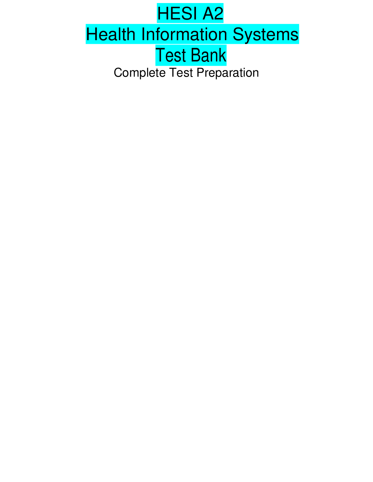 Preview image for HESI A2 Health Education Systems Inc Test Bank (2021/2022-A&P,English,Vocabulary,Science,Mathematics,Practice sets,Biology & Chemistry